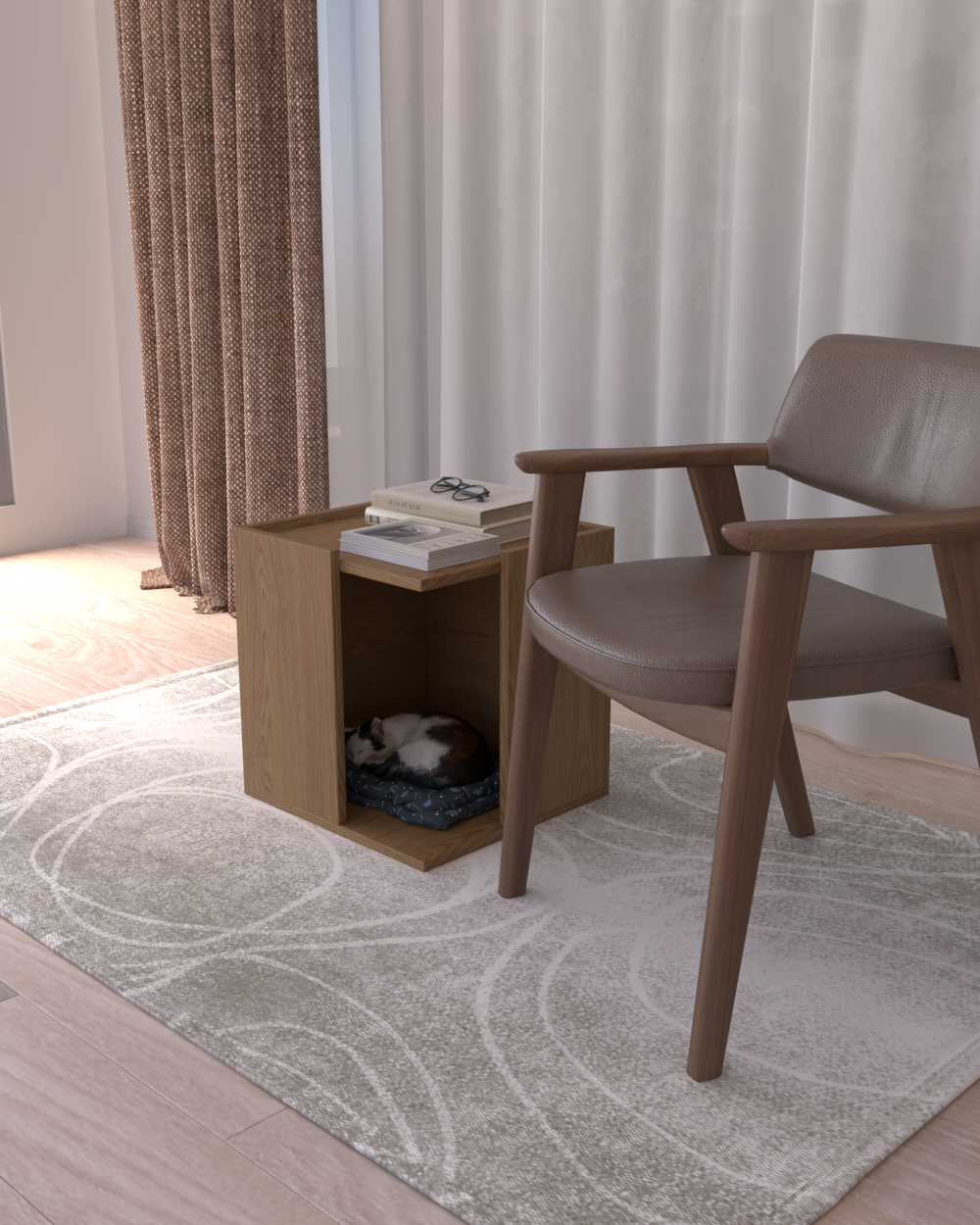 Pati Dostu İkili Konfor Sehpa Safir Meşe | %100 MDF