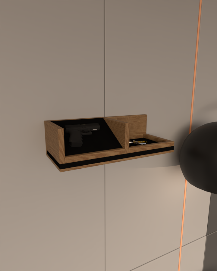 Tabanca Rafı | Anahtar, Cüzdan Yuvalı | Kadife ve %100 MDF