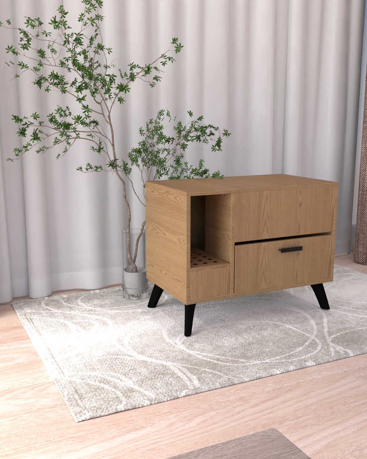 Kedi Tuvalet Dolabı | Gizli Girişli %100 MDF