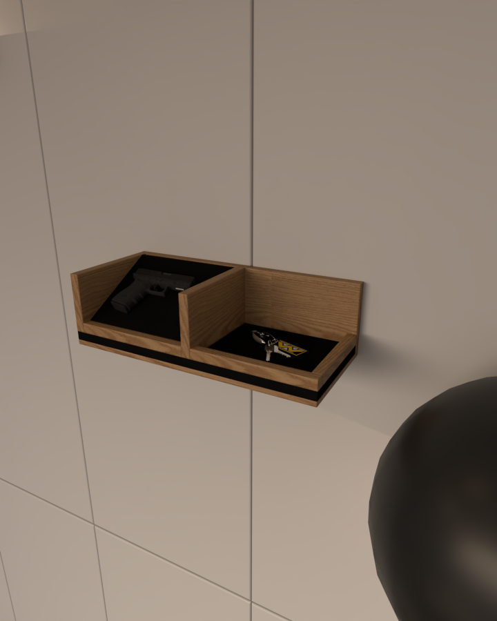 Tabanca Rafı | Anahtar, Cüzdan Yuvalı | Kadife ve %100 MDF