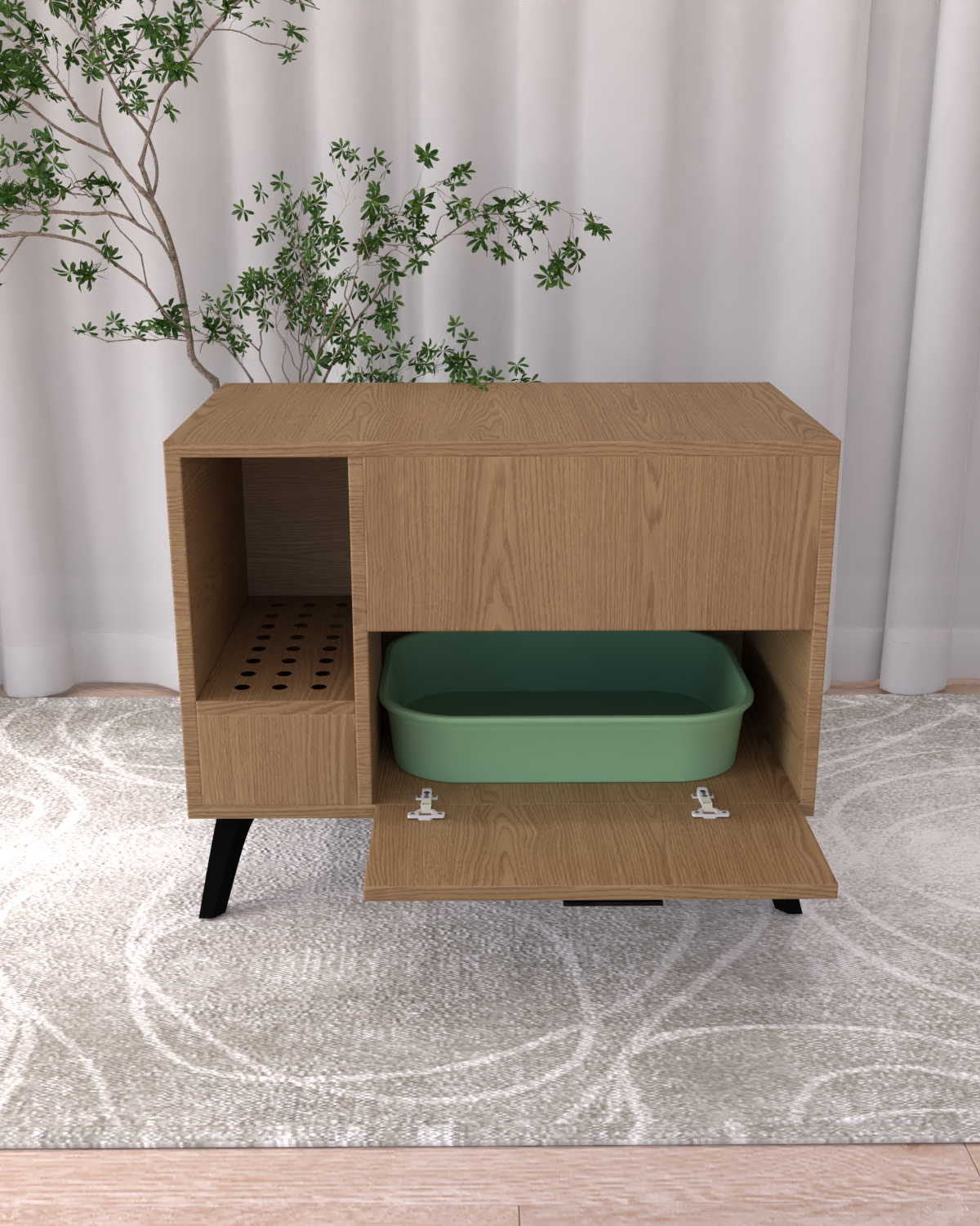 Kedi Tuvalet Dolabı | Gizli Girişli %100 MDF