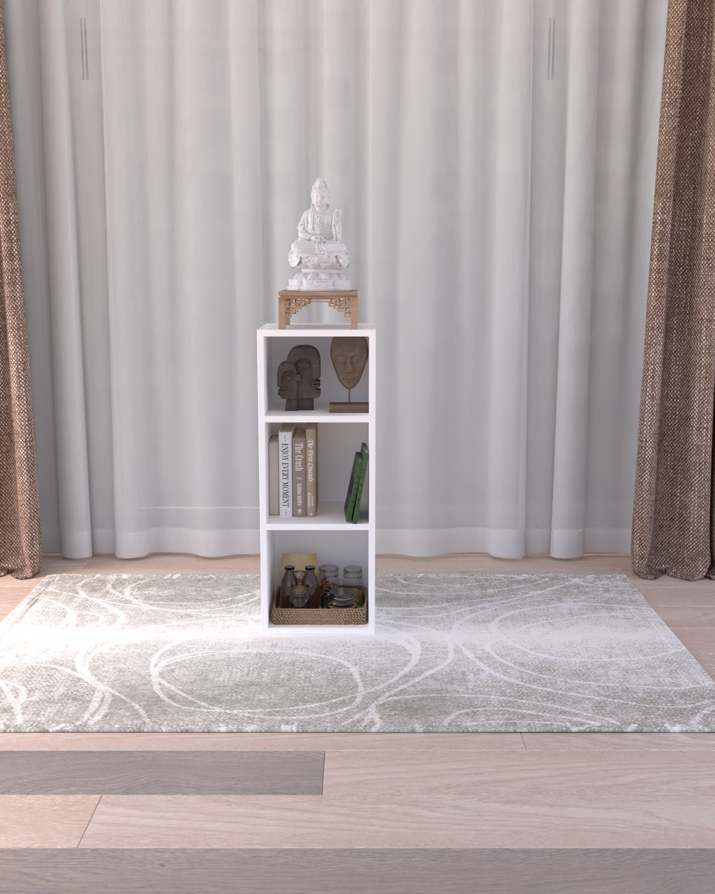 LEMVA | Çift Yönlü Kullanım Beyaz MDF Sütun Raf (90 cm)