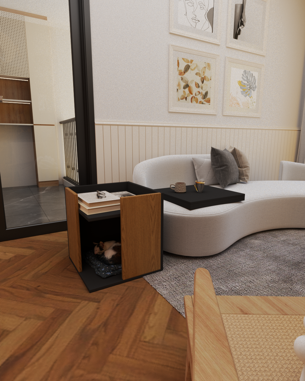 Pati Dostu İkili Konfor Sehpa | Üstü Tepsi | %100 MDF