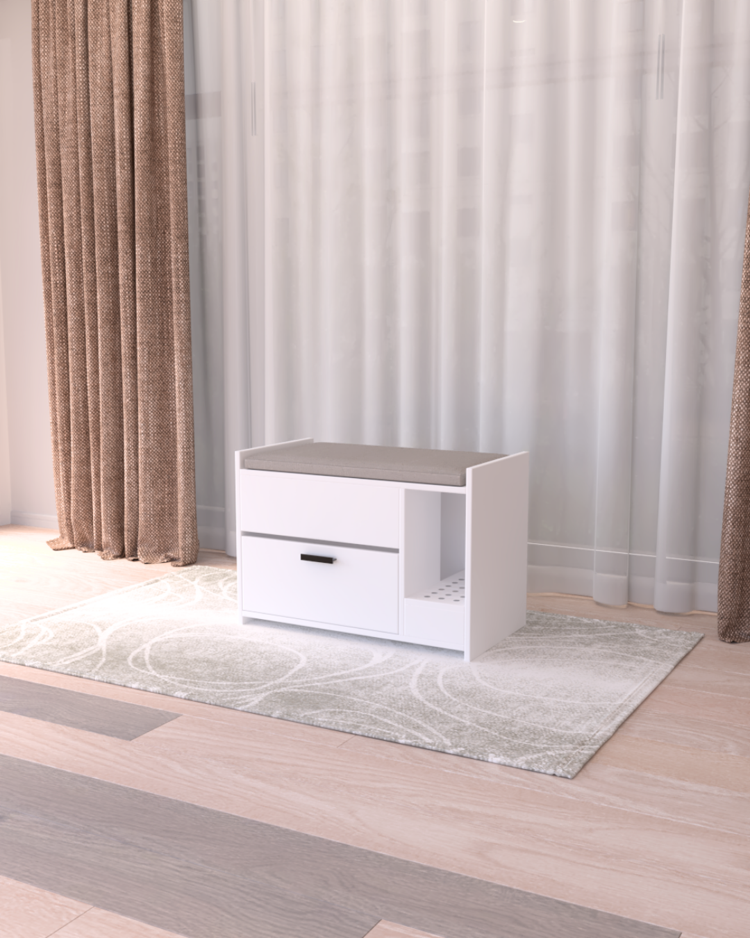 Kedi Tuvalet Dolabı Puf | Gizli Girişli | %100 MDF