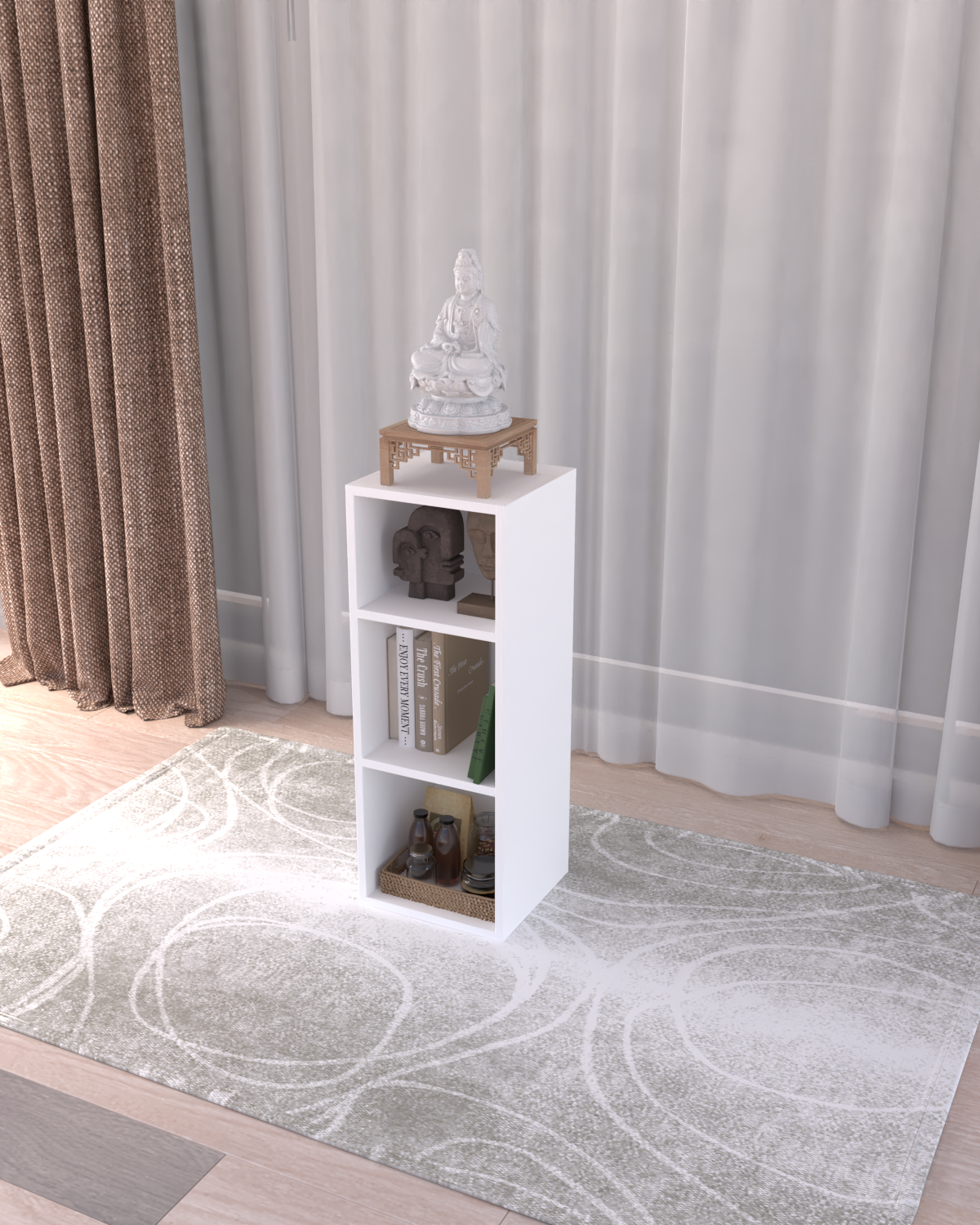 LEMVA | Çift Yönlü Kullanım Beyaz MDF Sütun Raf (90 cm)