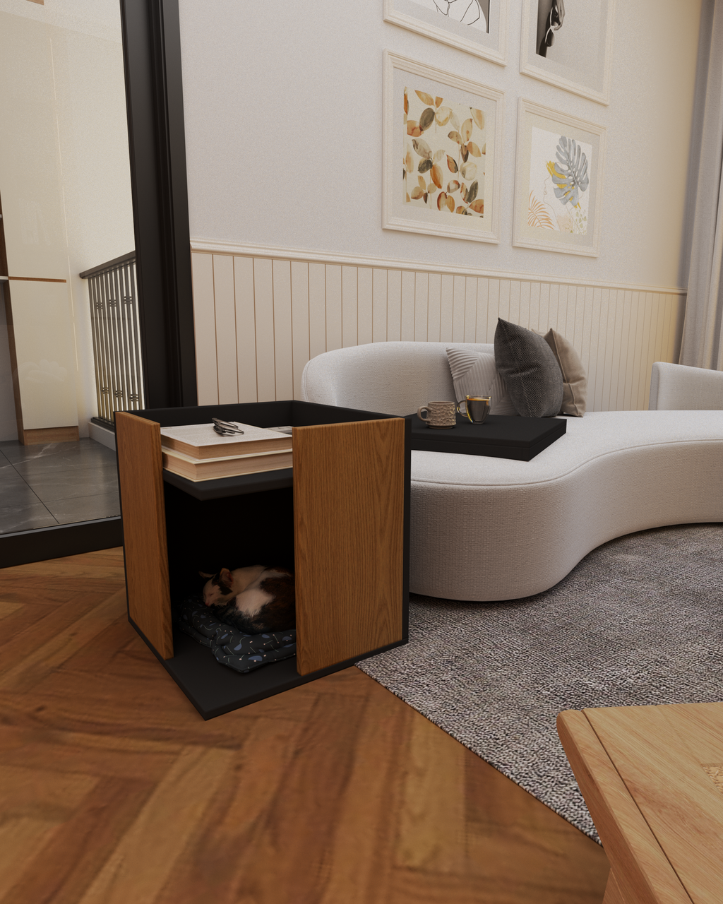 Pati Dostu İkili Konfor Sehpa | Üstü Tepsi | %100 MDF