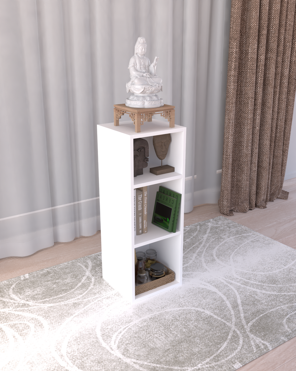 LEMVA | Çift Yönlü Kullanım Beyaz MDF Sütun Raf (90 cm)