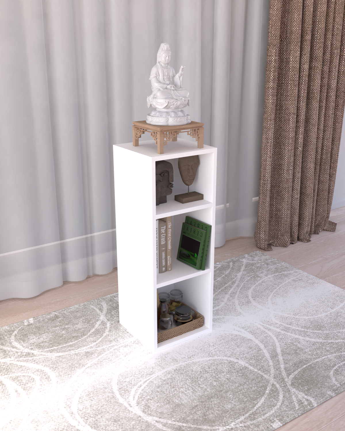 LEMVA | Çift Yönlü Kullanım Beyaz MDF Sütun Raf (90 cm)