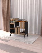 Dekoratif Büyük Pikap Dolabı | %100 MDF | Siyah Detaylı