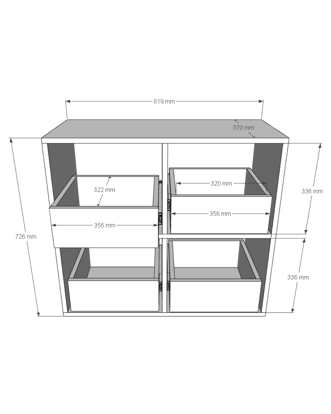 Pikap Dolabı 4 Çekmeceli | %100 MDF