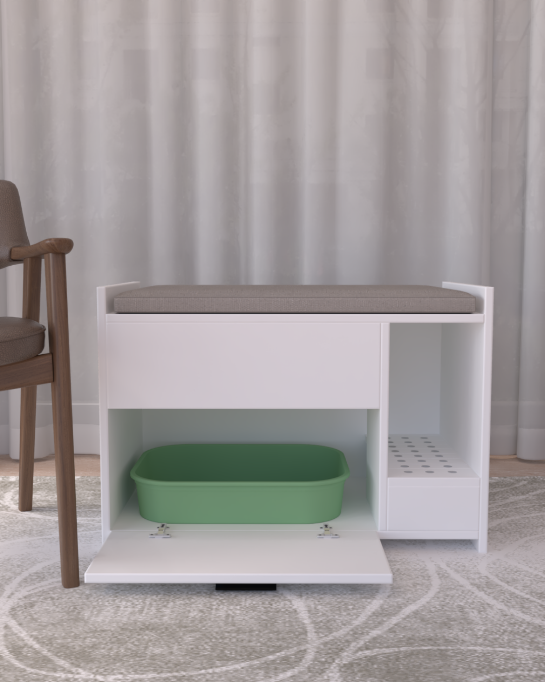 Kedi Tuvalet Dolabı Puf | Gizli Girişli | %100 MDF